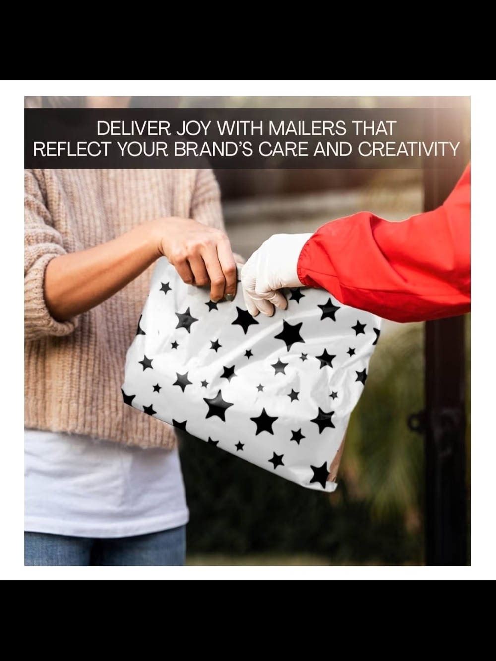 20 Black White Star Polymailers 10x13 Self-Seal Shipping Bags New Waterproof - Picture 7 of 7